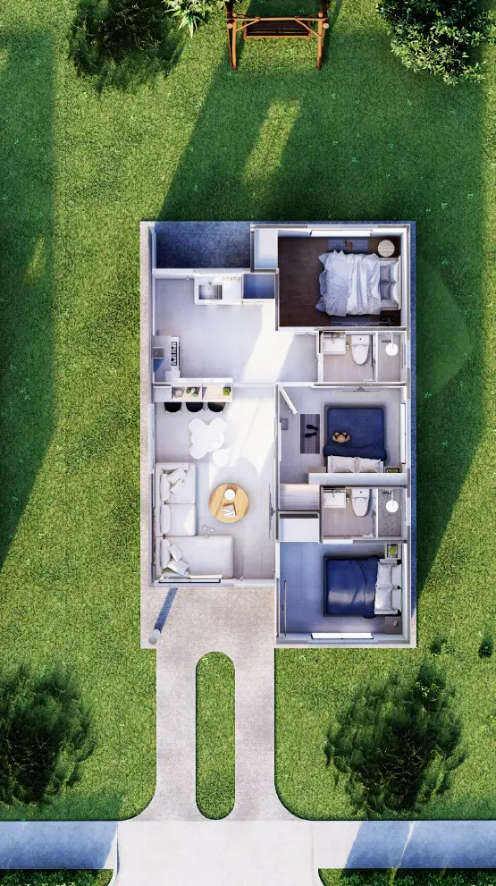 Foto referencial de las casas en plano cenital